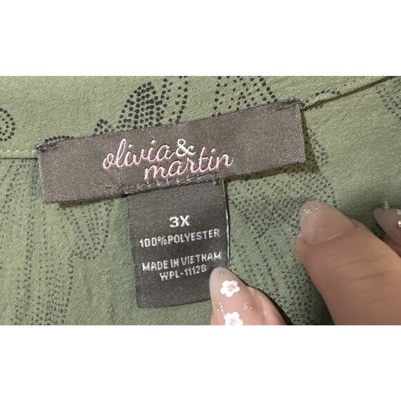 Olivia & Martin Blouse Size 3X . Polyester Leafy , Sleeveless Botanical Foliage - Picture 6 of 8